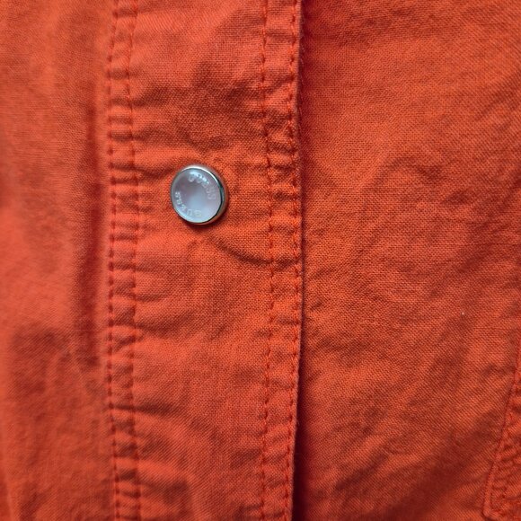 Guess Button-Down Top Long Sleeve Orange/Red size Medium - Picture 5 of 7